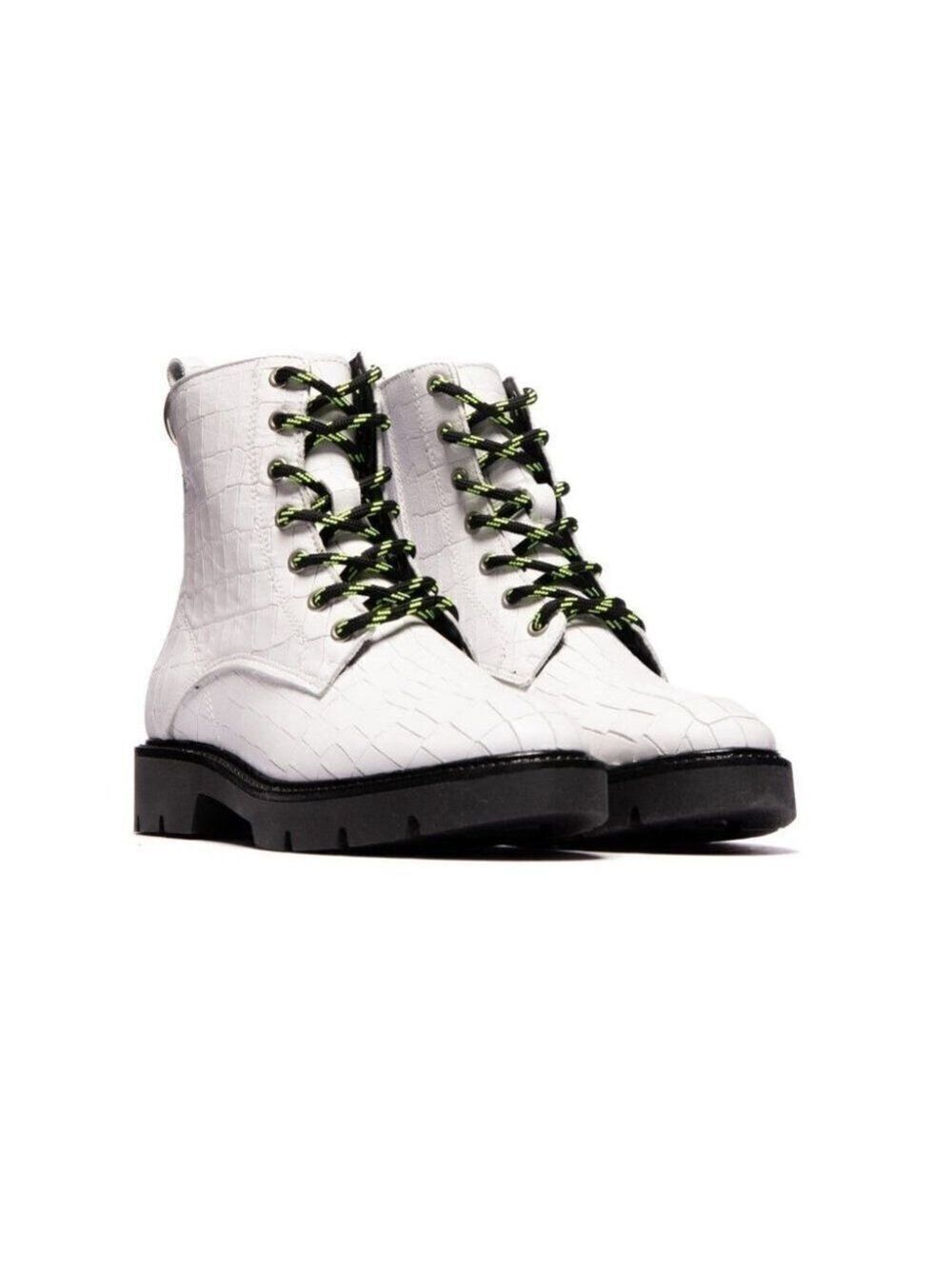 New L'Intervalle | Gene white croco leather boots